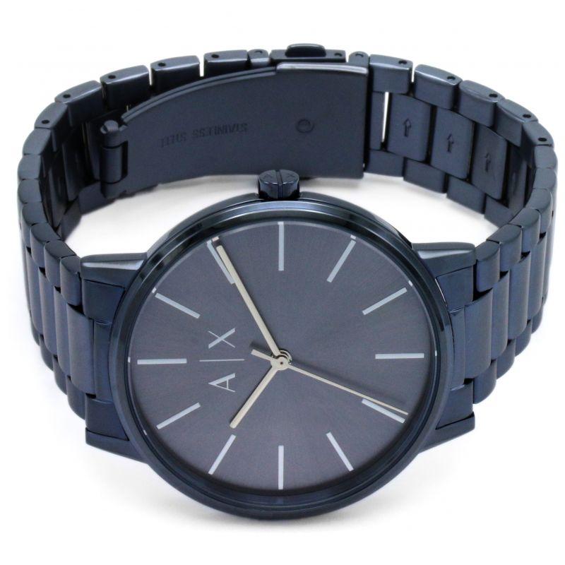 Armani Exchange Cayde AX2702 watch shown from angle with bracelet detail visible