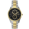 Armani Exchange Dante multifunction watch with black dial and two-tone gold and silver stainless steel bracelet