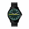 Armani Exchange Hampton AX2450 watch with green dial and black steel bracelet front view