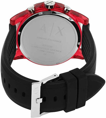 Armani Exchange AX1338 caseback with engraved AX logo and water resistance information
