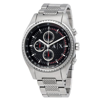 Armani Exchange The Driver chronograph men's watch with black dial and stainless steel bracelet