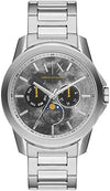 Armani Exchange AX1736 silver moonphase watch with dark grey dial and chronograph subdials