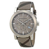 Burberry BU9361 brown impressed check dial chronograph watch with check fabric strap