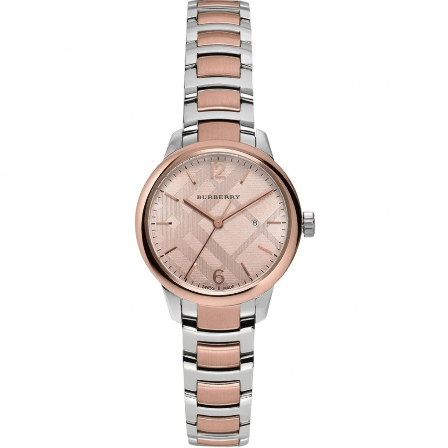 Burberry The Classic BU10117 two-tone women's watch with rose dial and silver and rose gold steel bracelet