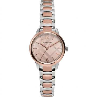 Burberry The Classic BU10117 two-tone women's watch with rose dial and silver and rose gold steel bracelet