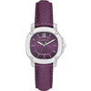 Burberry The Britain watch with maroon sunray dial, silver case, and maroon leather strap