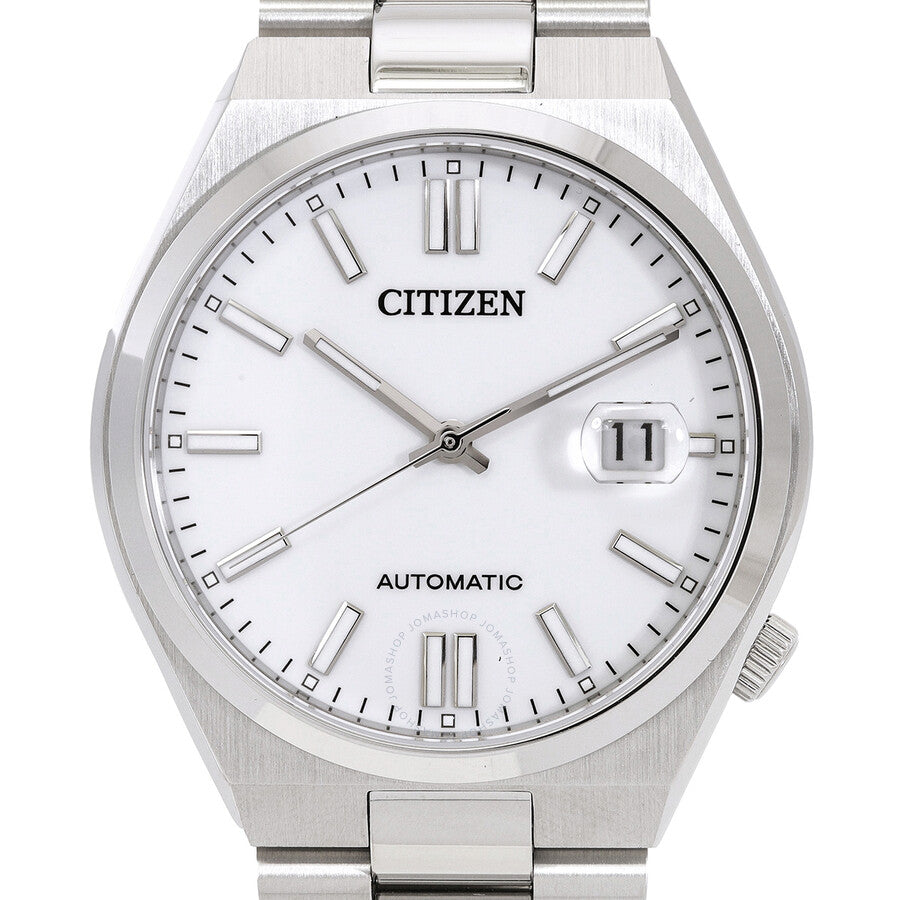 Citizen Tsuyosa white dial with hour markers, date window, and automatic text