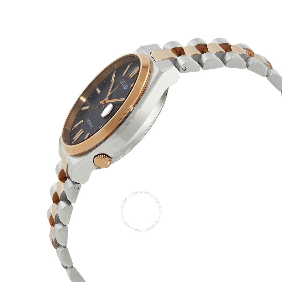 Side profile of Citizen Tsuyosa two-tone bracelet with rose gold and silver links
