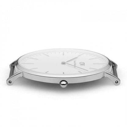 Case back view of Daniel Wellington Oxford 40mm showing dial and lugs from rear