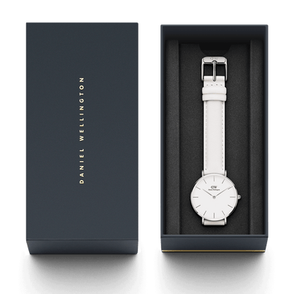 Daniel Wellington Petite Bondi 32mm watch in presentation box with owner's guide and accessories