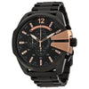 Diesel Chief chronograph watch with black dial and rose gold indices on black stainless steel bracelet