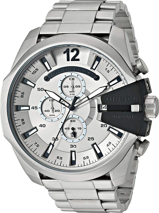 Diesel Mega Chief Chrono men's watch with white dial and three chronograph sub-dials