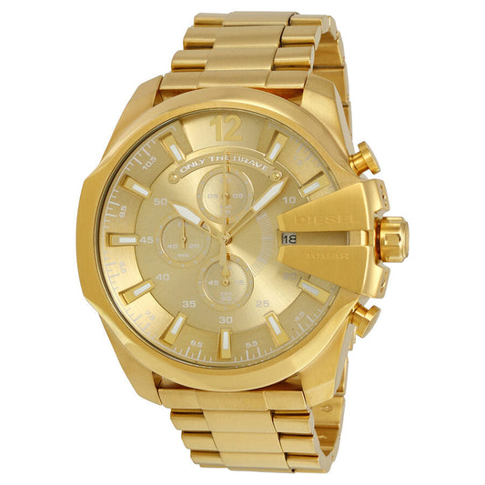 Diesel Mega Chief Chronograph all gold men's watch with champagne dial and chronograph subdials