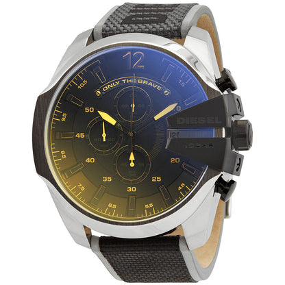 Diesel Mega Chief DZ4523 quartz chronograph watch with black iridescent dial and steel case