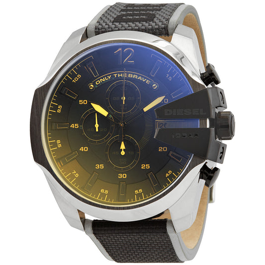 Diesel Mega Chief DZ4523 quartz chronograph watch with black iridescent dial and steel case