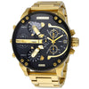 Diesel Mr. Daddy 2.0 chronograph watch with black dial and gold-tone case and bracelet