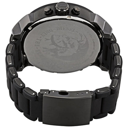 Diesel Mr. Daddy 2.0 caseback showing engraved logo and black steel back plate
