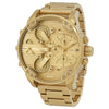 Diesel Mr. Daddy 2.0 all-gold chronograph watch with dual oversized dials and textured face