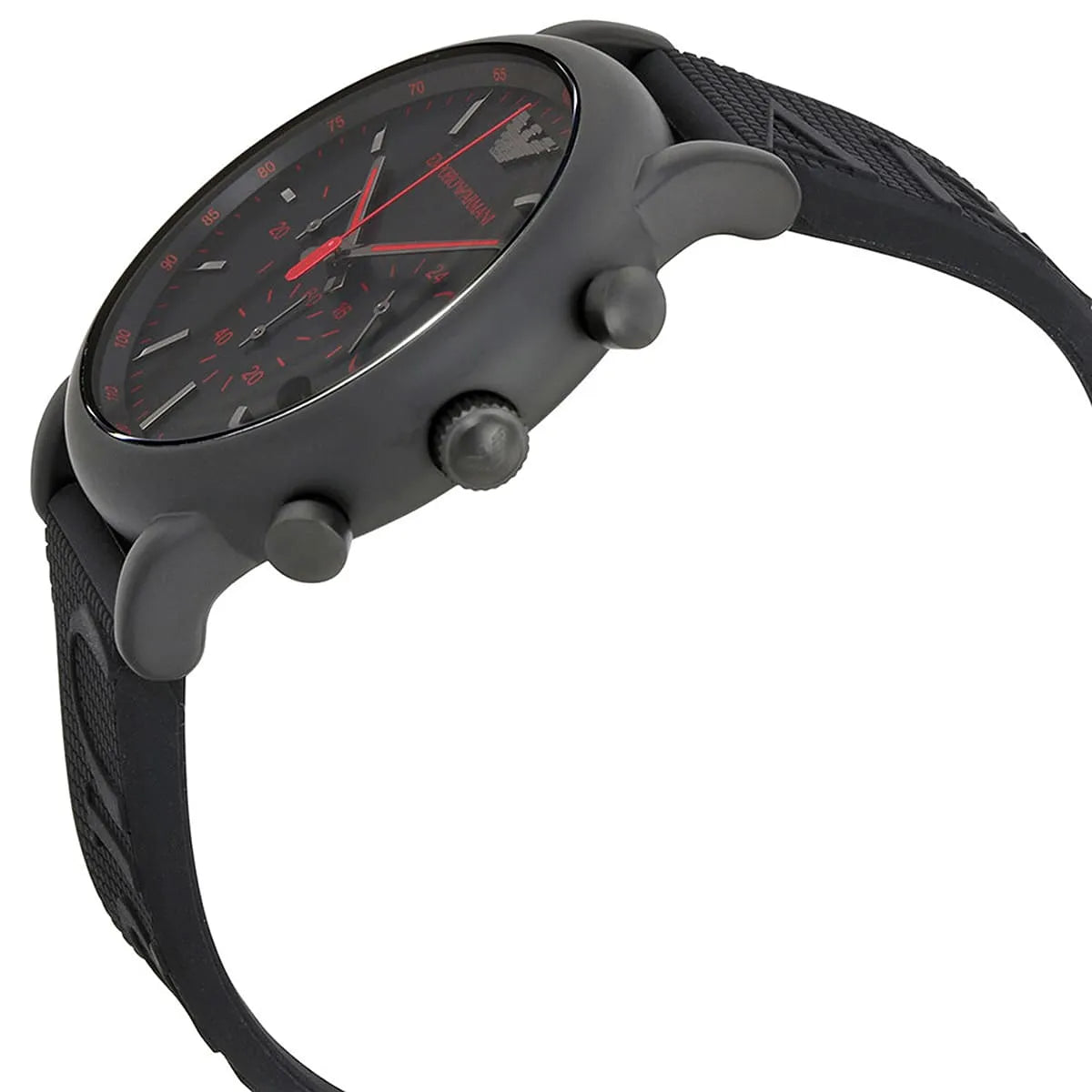 Emporio Armani AR11024 watch side profile showing case thickness and pushers