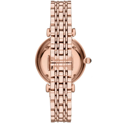Emporio Armani AR11206 caseback showing rose gold case back with eagle logo