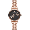 Emporio Armani Gianni T-Bar rose gold women's watch with black dial and butterfly design