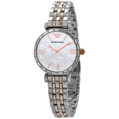 Emporio Armani AR11290 women's watch with mother of pearl dial and two-tone stainless steel strap