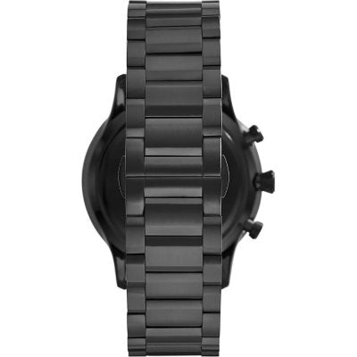 Back view of Emporio Armani AR11349 watch showing stainless steel bracelet and case