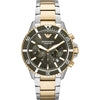 Emporio Armani AR11361 two-tone chronograph watch with black dial and rotating bezel