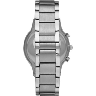 Emporio Armani AR11458 watch caseback view showing steel bracelet and chronograph pushers