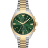 Emporio Armani AR11511 watch with green dial and two-tone bracelet, front view