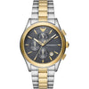 Emporio Armani AR11527 chronograph watch with two-tone steel and gold bracelet and dark dial