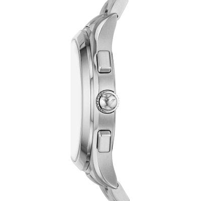 Side profile of Emporio Armani AR11528 watch showing case thickness and bracelet
