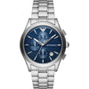 Emporio Armani AR11528 chronograph watch with blue dial and stainless steel bracelet