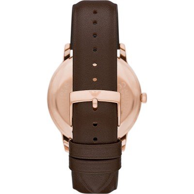 Caseback view of Emporio Armani AR11572 with rose gold case