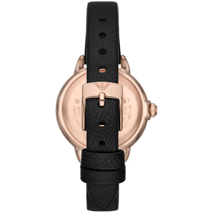 Emporio Armani AR11598 dial detail with mother-of-pearl, crystal indices, and rose gold hands