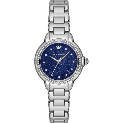 Emporio Armani AR11630 stainless steel watch with navy blue dial and crystal bezel
