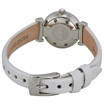Emporio Armani Gianni T-Bar mini watch caseback showing stainless steel with eagle logo