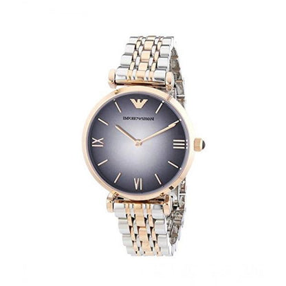 Emporio Armani AR1725 two-tone ladies watch with grey dial and Roman numeral markers