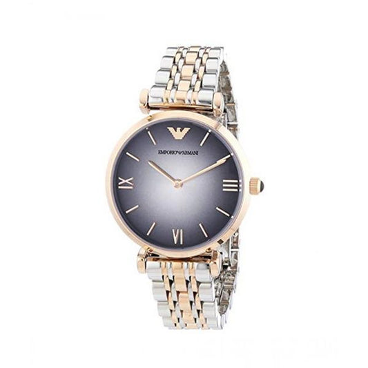 Emporio Armani AR1725 two-tone ladies watch with grey dial and Roman numeral markers