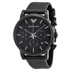 Emporio Armani Classic Chronograph black dial men's watch AR1737 with perforated leather strap