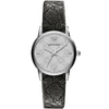 Emporio Armani AR1814 women's watch with silver dial and charcoal patterned leather strap