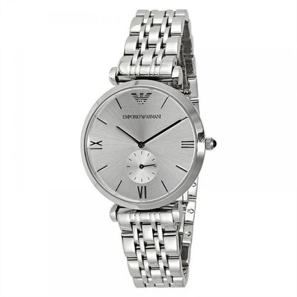 Emporio Armani AR1819 silver dial analog watch with stainless steel bracelet