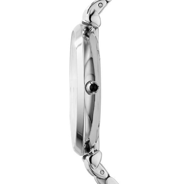 AR1819 watch side profile showing case thickness and stainless steel bracelet