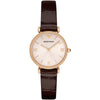 Emporio Armani AR1911 watch with rose gold case, cream dial, and brown leather strap