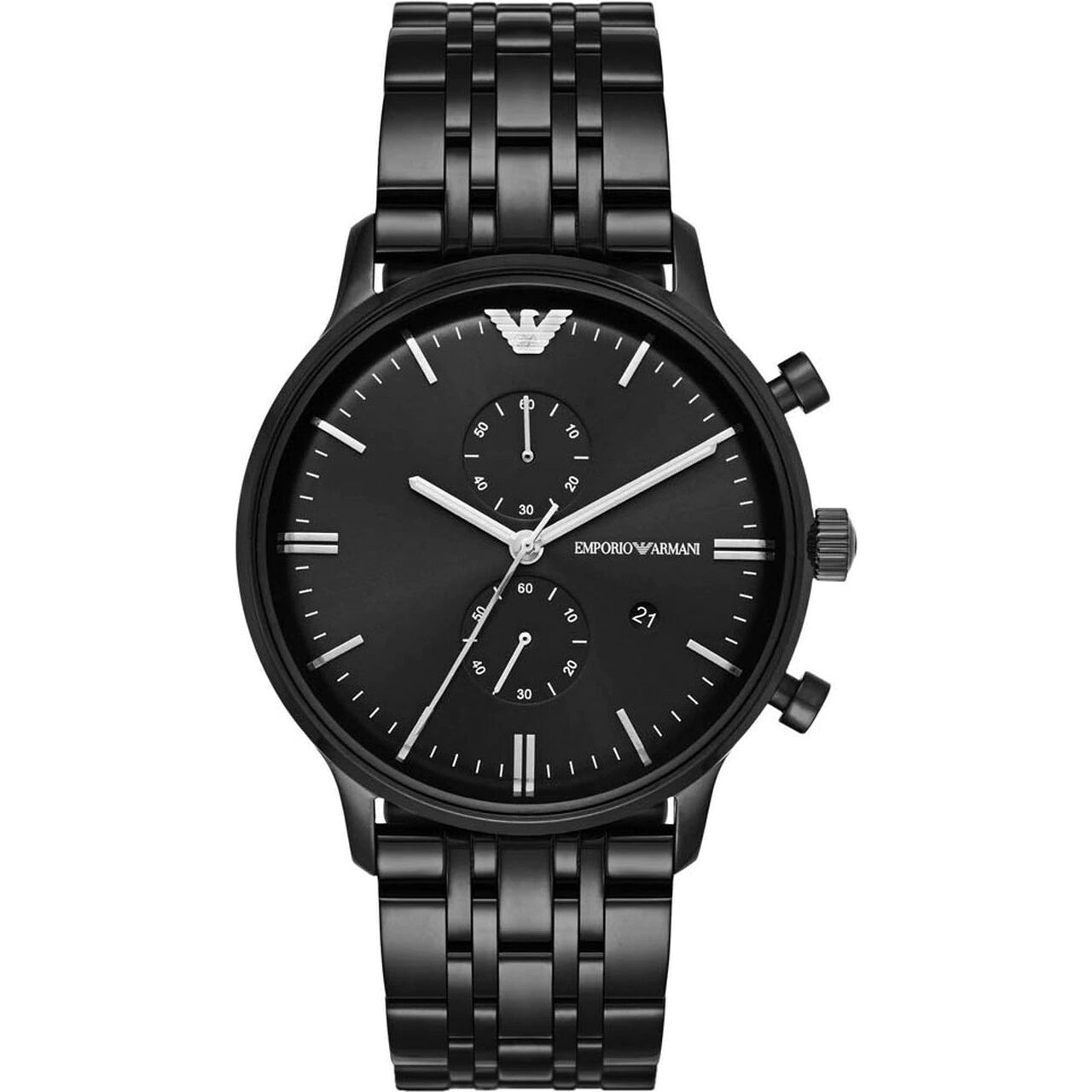 Emporio Armani AR1934 black chronograph men's watch with black dial and steel bracelet