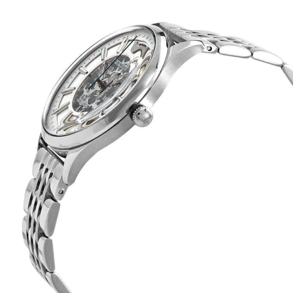Side angle view of Emporio Armani AR1945 watch showing case profile and steel bracelet