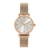 Emporio Armani AR1956 rose gold-tone ladies watch with silver dial and mesh strap