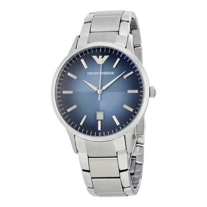 Emporio Armani AR2472 men's watch with blue textured dial and stainless steel bracelet