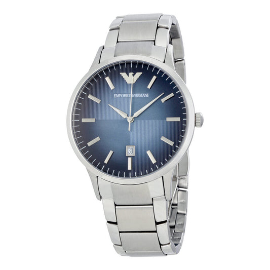 Emporio Armani AR2472 men's watch with blue textured dial and stainless steel bracelet