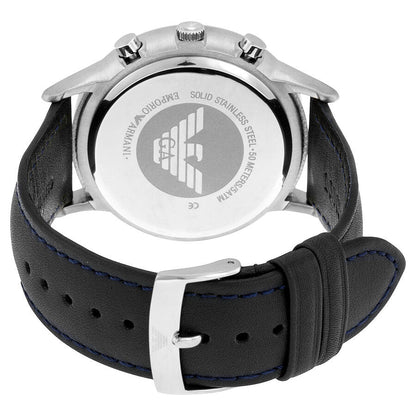 Emporio Armani AR2473 caseback showing stainless steel with eagle logo and watch specifications